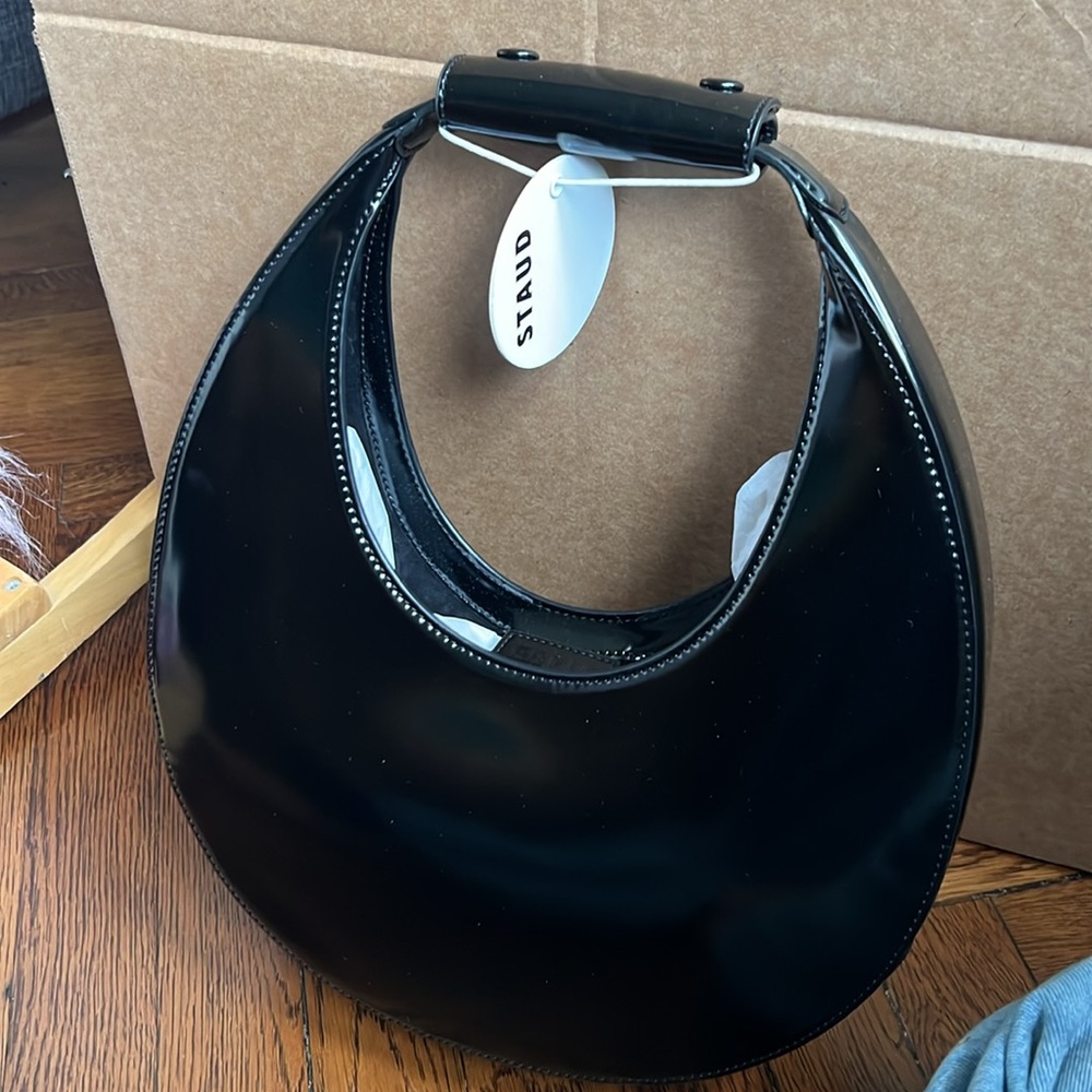NWT Staud Black Leather Moon Bag